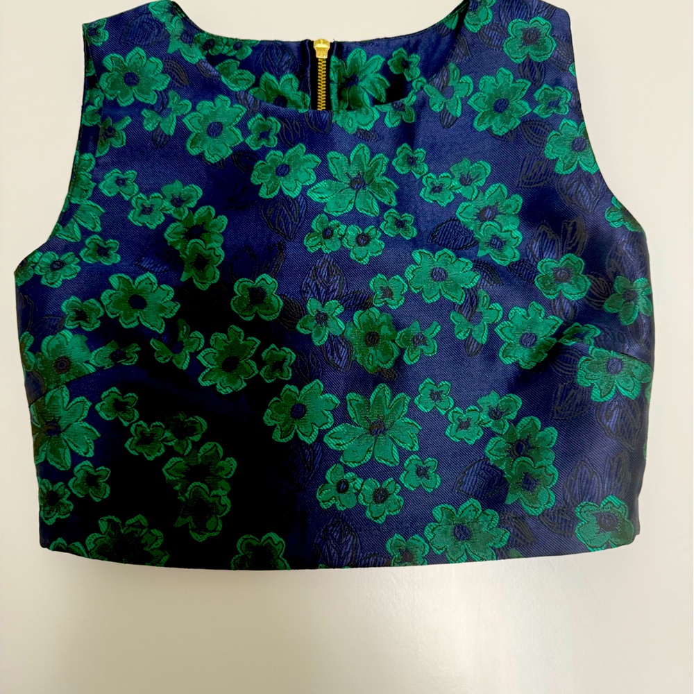 Floral Jacquard Two-Piece Set | Crop Top & Pleated Midi Skirt NWOT - Picture 10 of 16